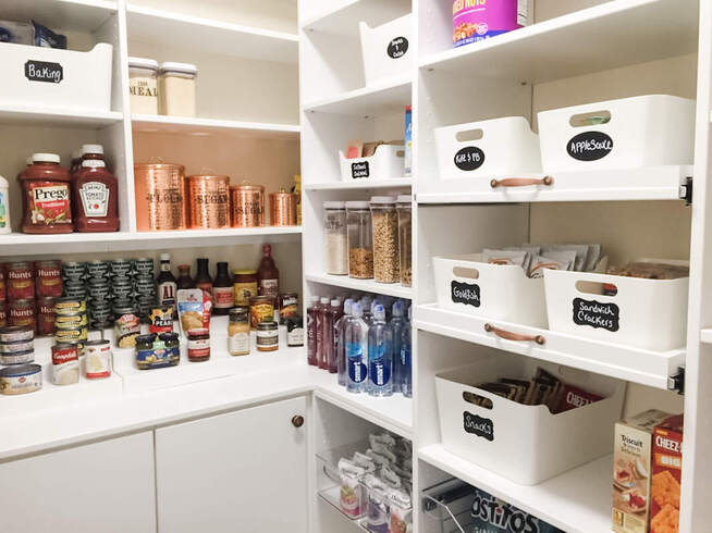 White organized pantry done by Hello Simplified Professional organizing in Cary, NC and Portsmouth, NH