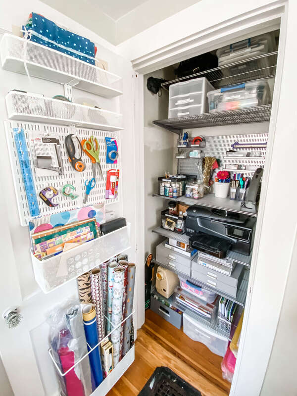 Elfa art and closet storage system from The Container Store, in a Portsmouth, NH client's home